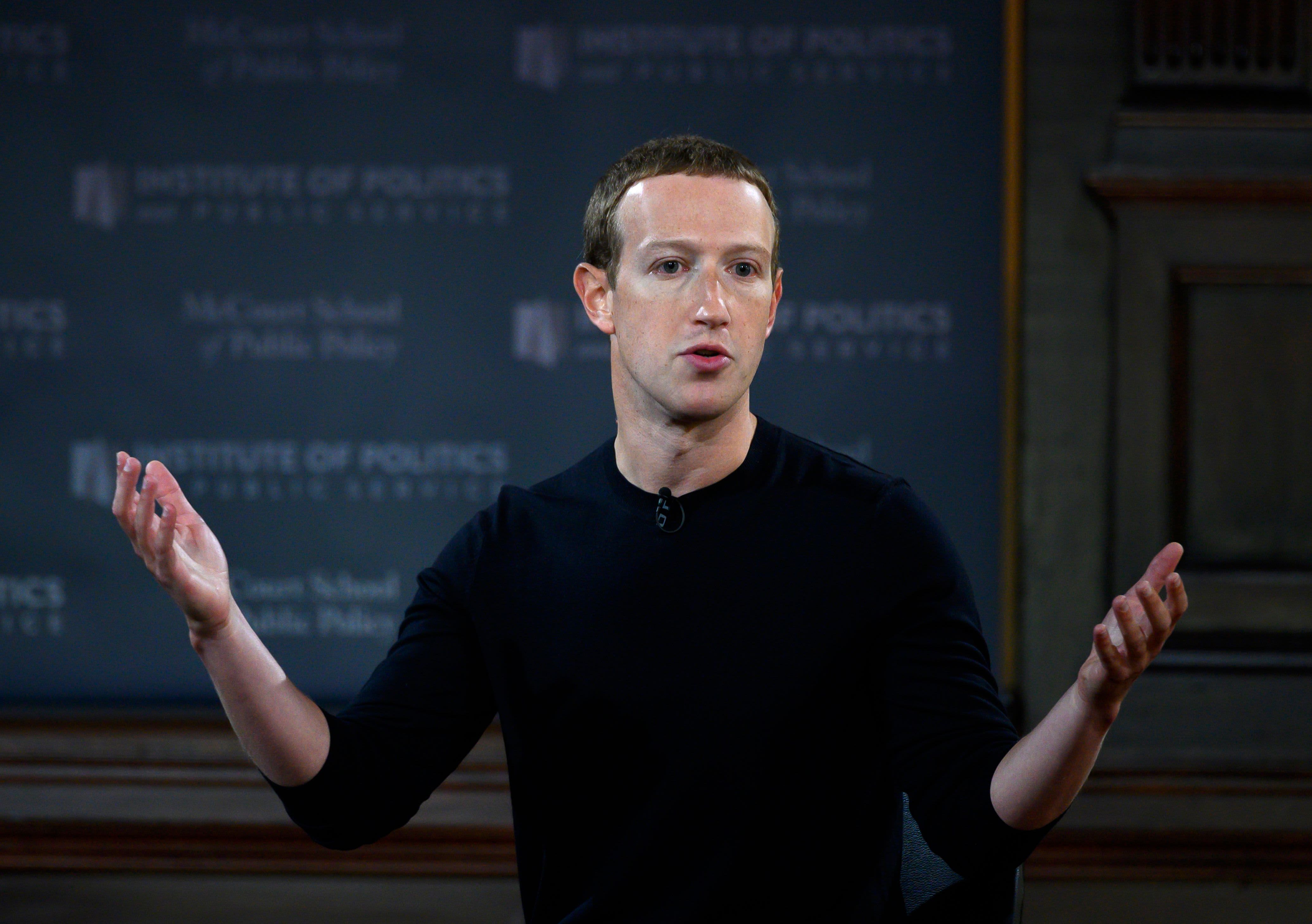 Meta Platforms CEO Mark Zuckerberg speaks at Georgetown University in Washington on Oct. 17, 2019.